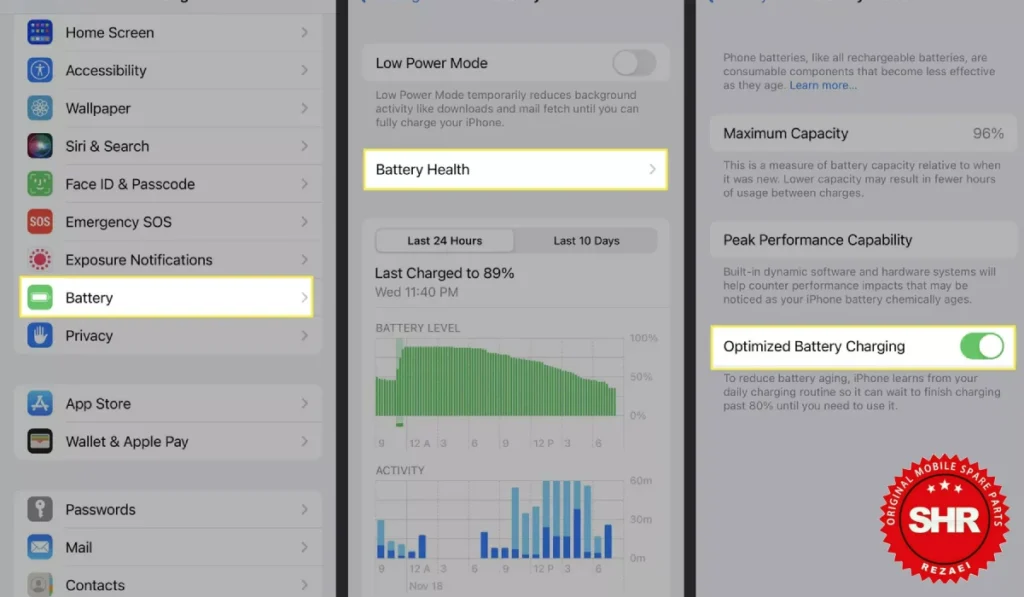 فعال کردن قابلیت Optimized Battery Charging