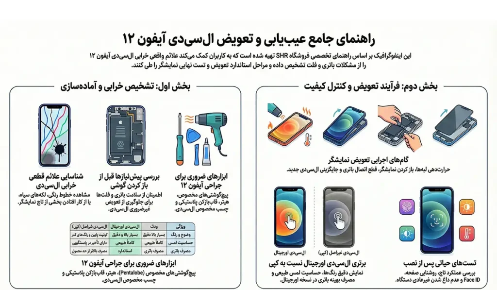اینفوگرافی تعویض ال سی دی آیفون12