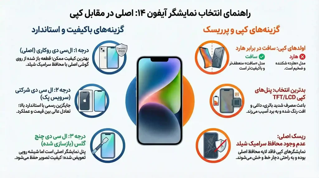 راهنمای جامع انتخاب کیفیت ال سی دی ایفون 14 در بازار