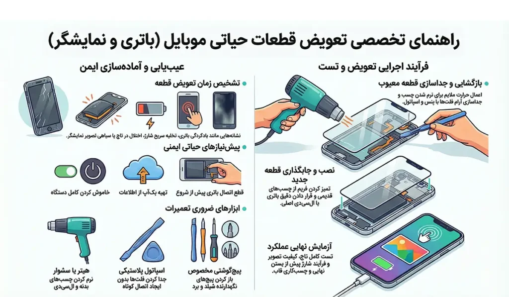 اینفوگرافی تعویض باتری