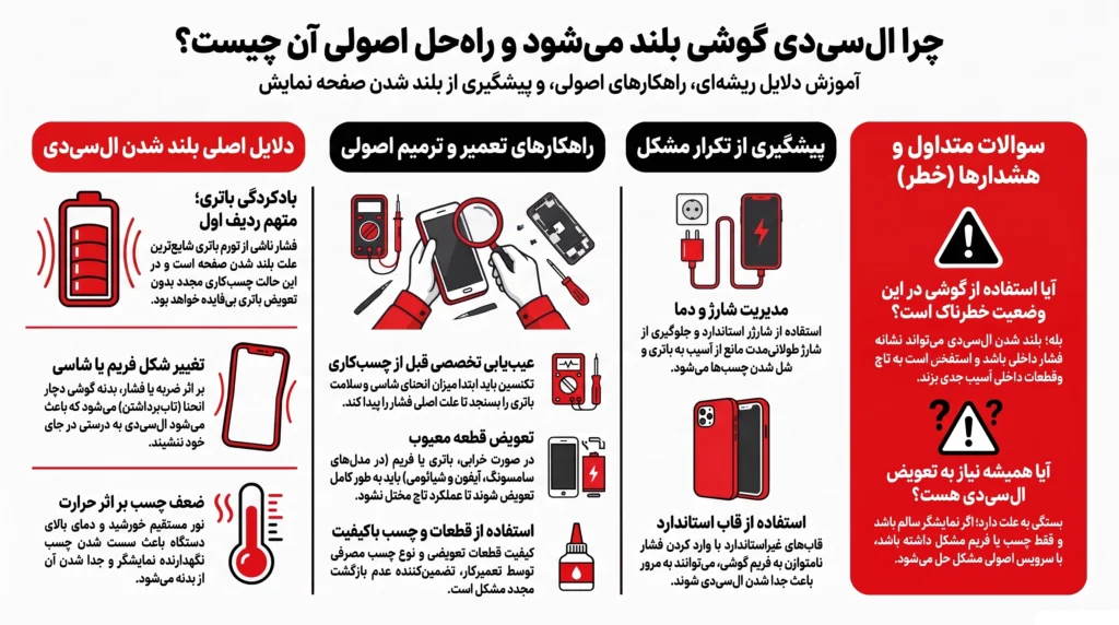 مشکل بلند شدن ال سی دی گوشی